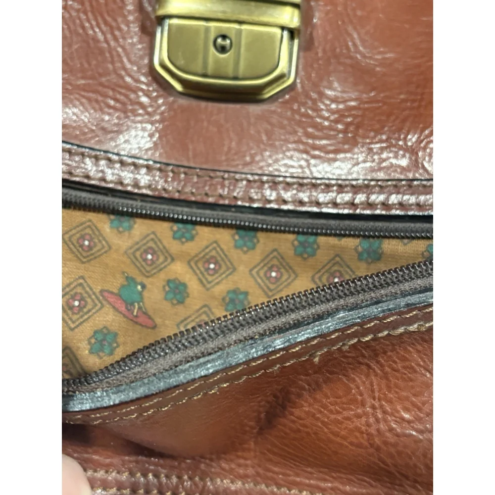 Vintage Full Grain Leather Briefcase Messenger Bag 16x12 Brown – Made in USA Zip